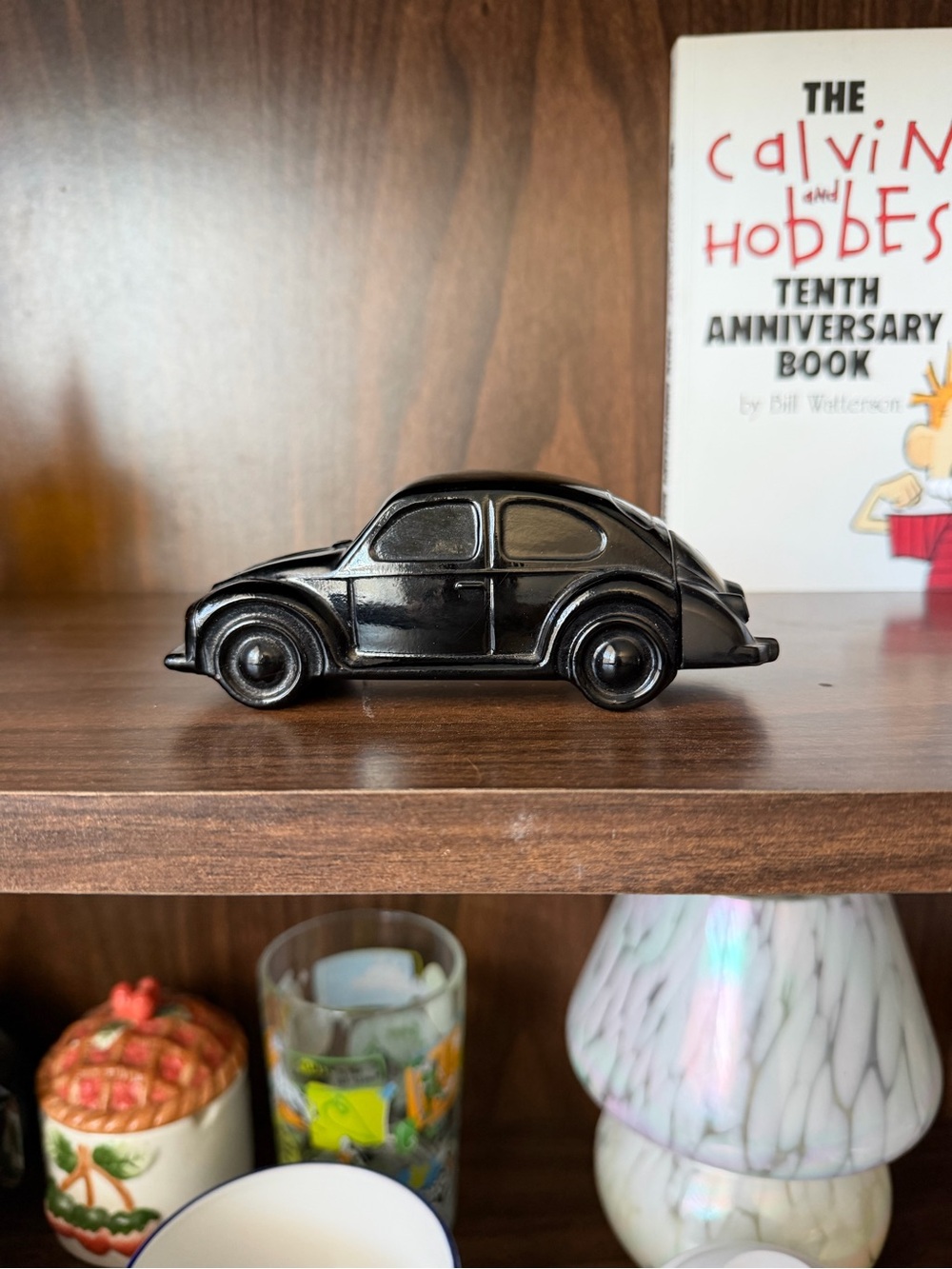 Black Vintage VW Beetle Decorative Car- Glass Avon Bottle